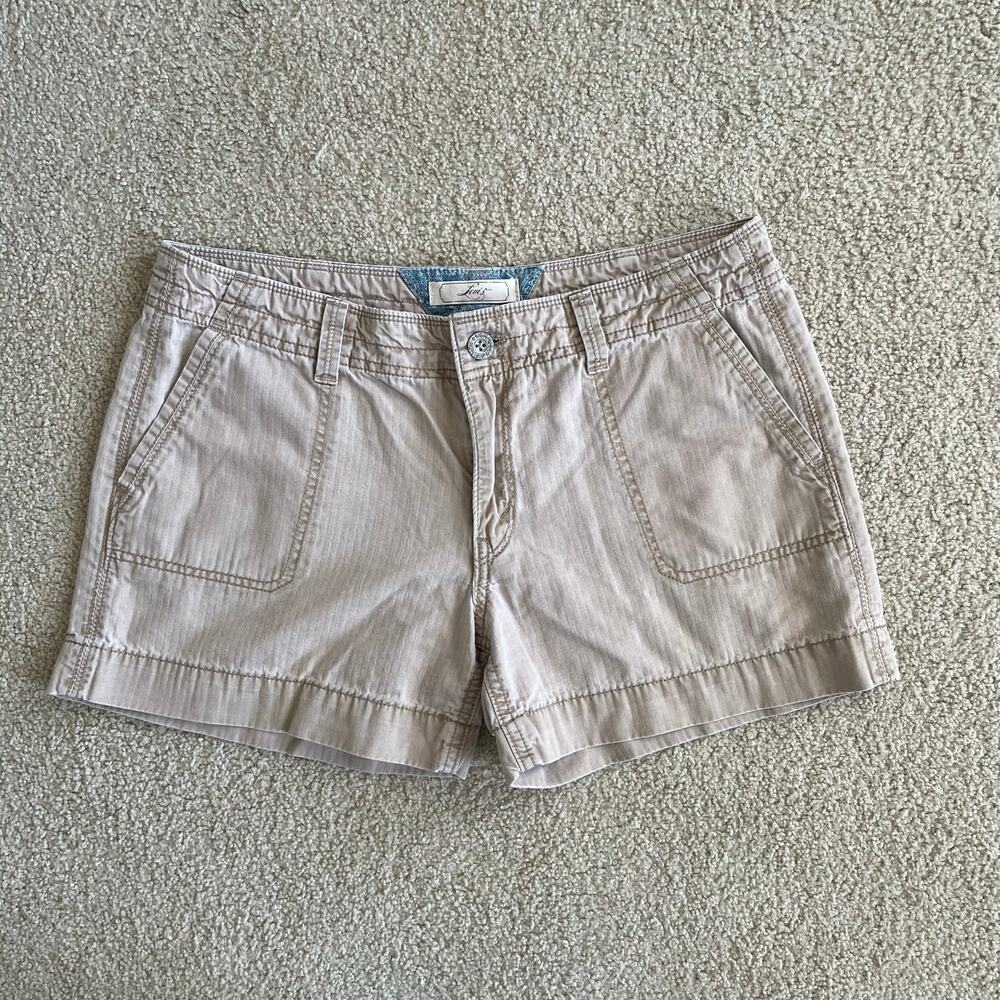 Y2K Levis Khaki Mini Shorts Low Rise Beige Cargo Style Summer 2000s - Size 10